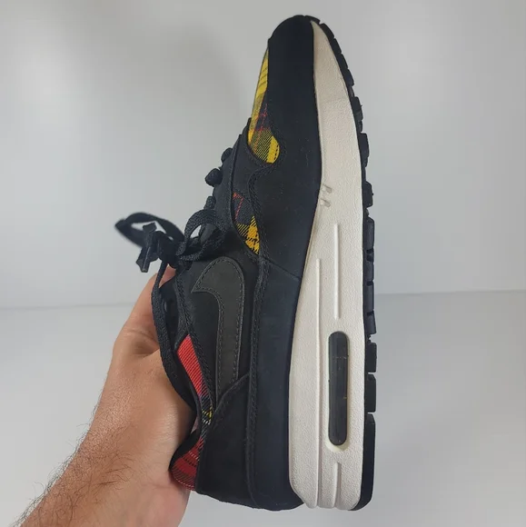 Nike Air Max 1 SE Tartan Women's Sneakers Size 8 Black Plaid Shoes Rare Used - Picture 6 of 11